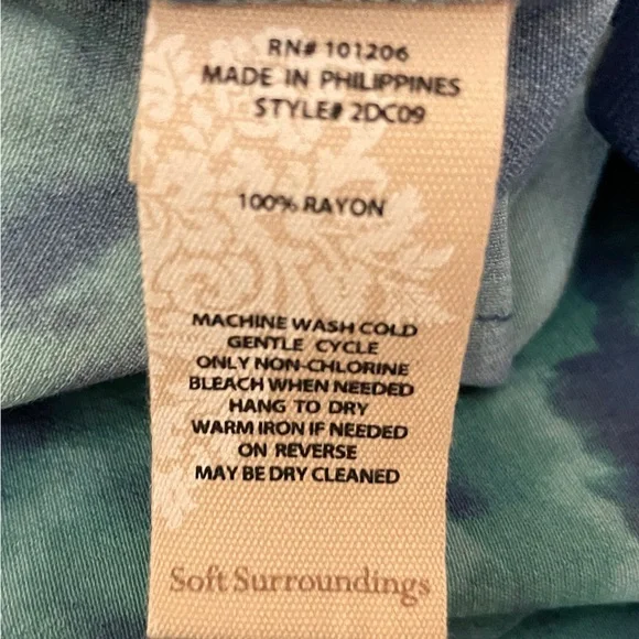 Soft Surroundings Wide Leg Pull on Pants Large Blue Tie Dye Beach Vacation NEW - Picture 12 of 12